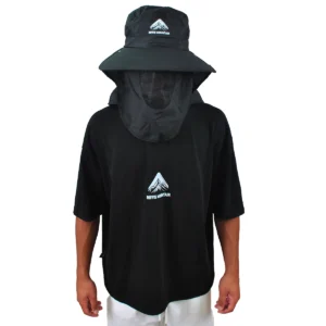 black wide-brim sun hat